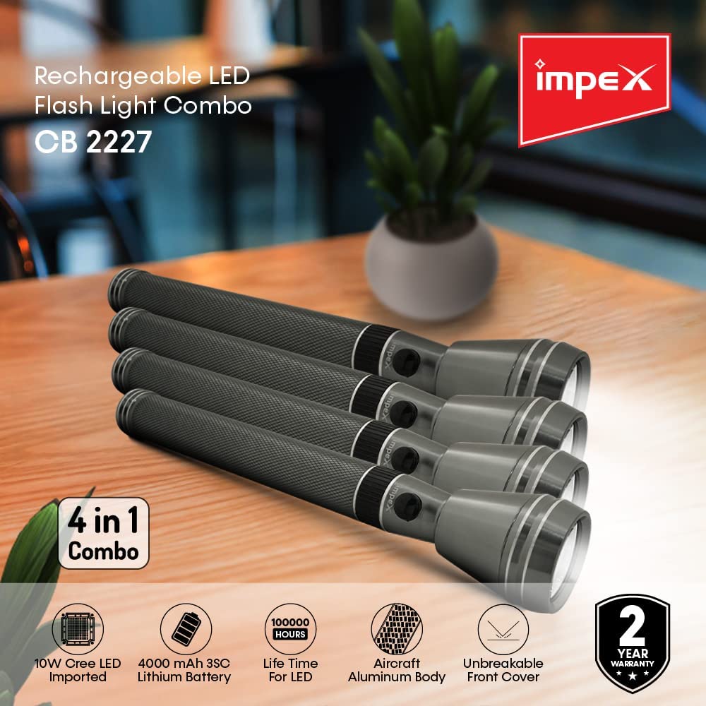 Impex CB 2227 3SC Rec. LED Flashlight 4 IN 1 Combo