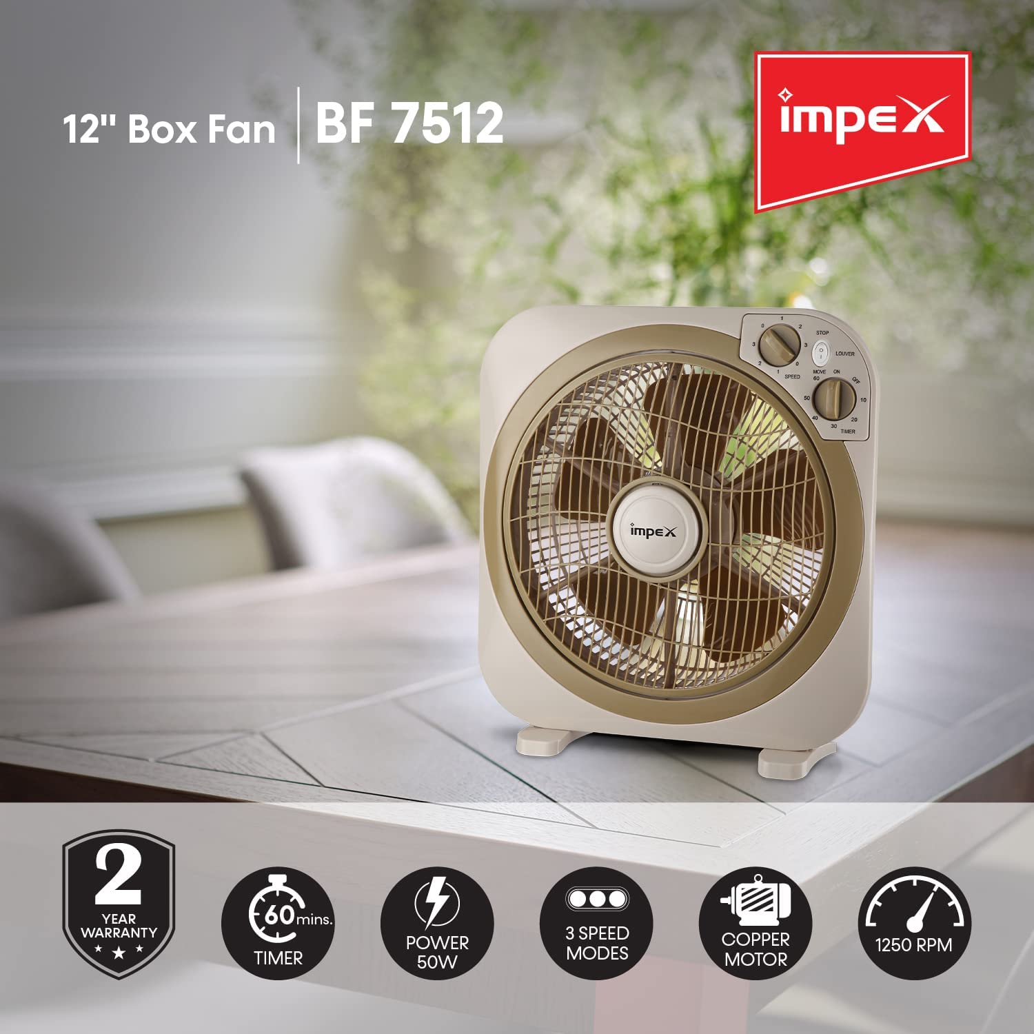 Impex BF 7512 50 Watts 12 Inch Box Fan