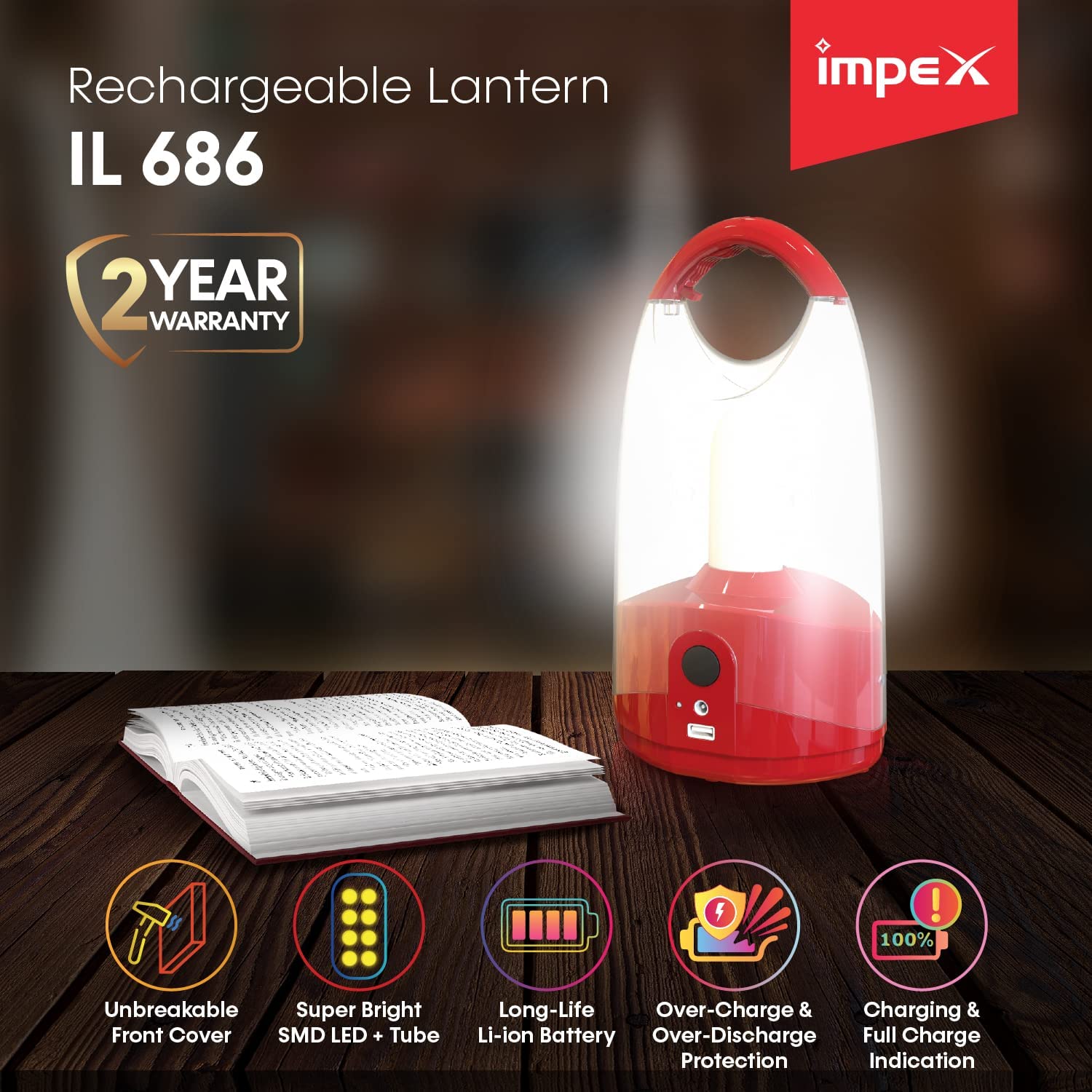 Impex IL 686 LED Rechargeable Lantern