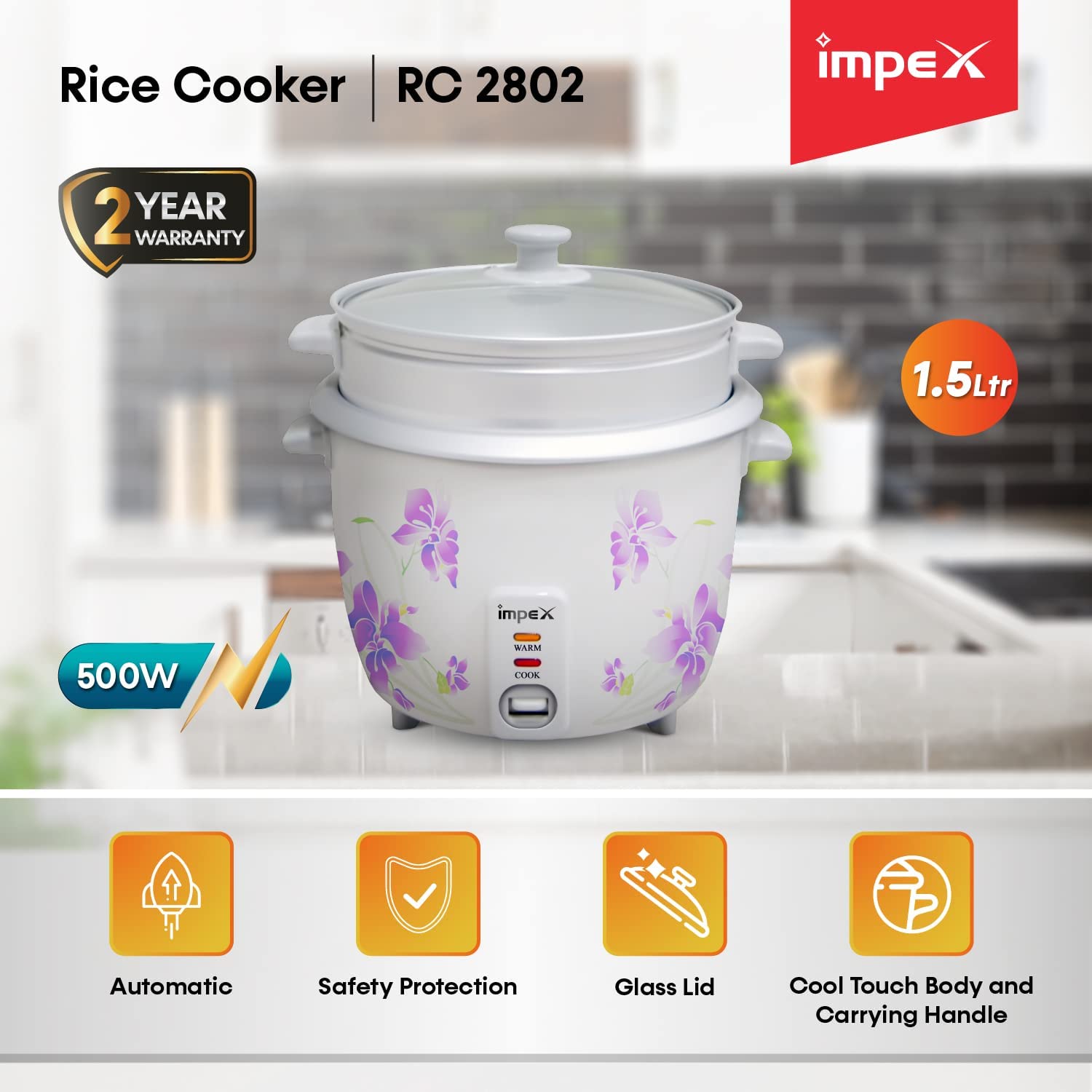 Impex RC 2802 500 Watts 1.5 Litre Automatic Electric Rice Cooker