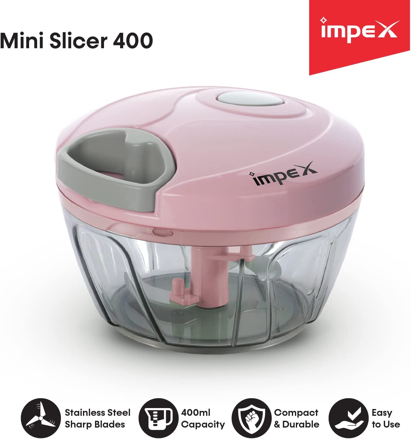 Impex MS 400 ml Mini Slicer / Chopper with Stainless Steel Sharp Blade