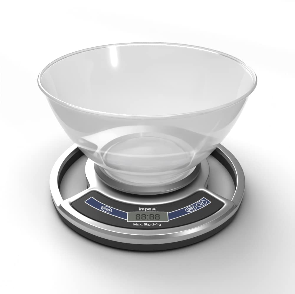 Impex KS 01 Bowl Electronic LCD Display Kitchen Scale Up to 5 Kg / 11 lb