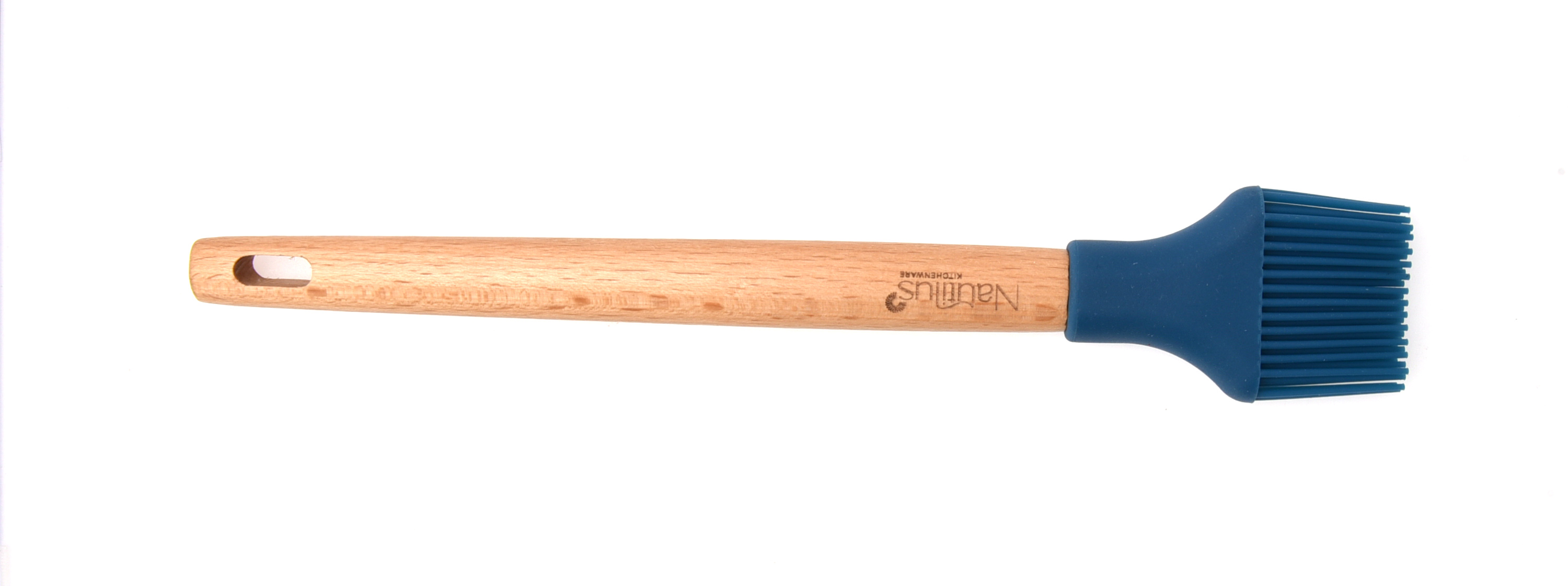 Beech Wood Handle Silicone Brush Blue/Brown Color 28.2X4.8X1.9 Cm