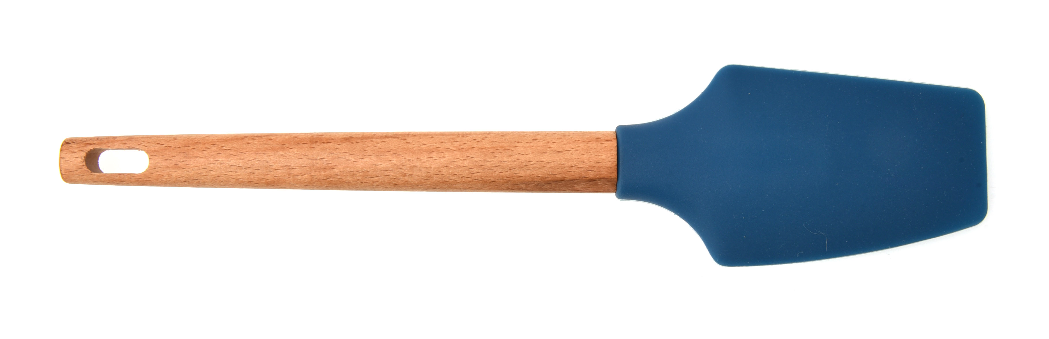 Beech Wood Handle Silicone Spatula Blue/Brown Color 29.9X6.4X1.6 Cm