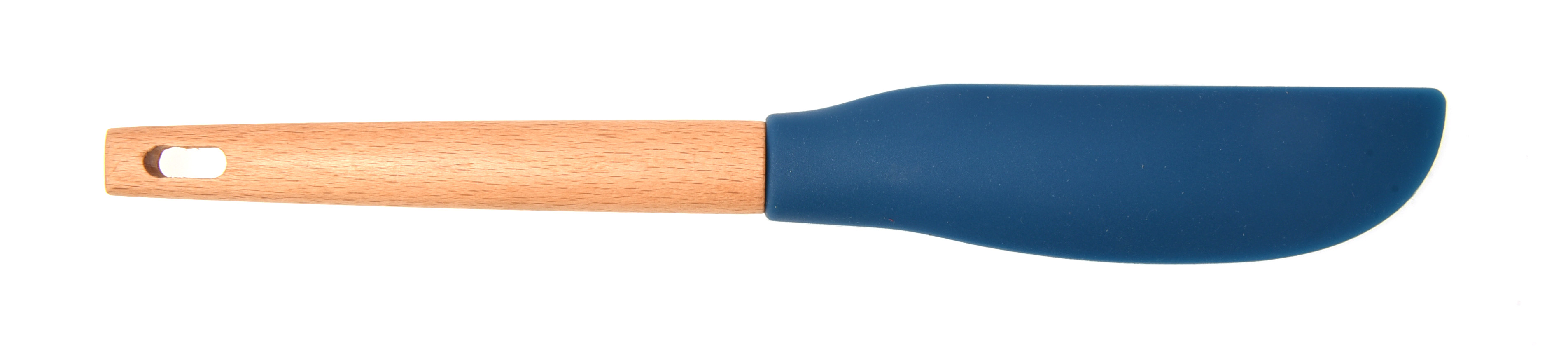 Beech Wood Handle Silicone Spatula Blue/Brown Color 30X3.9X1.8 Cm