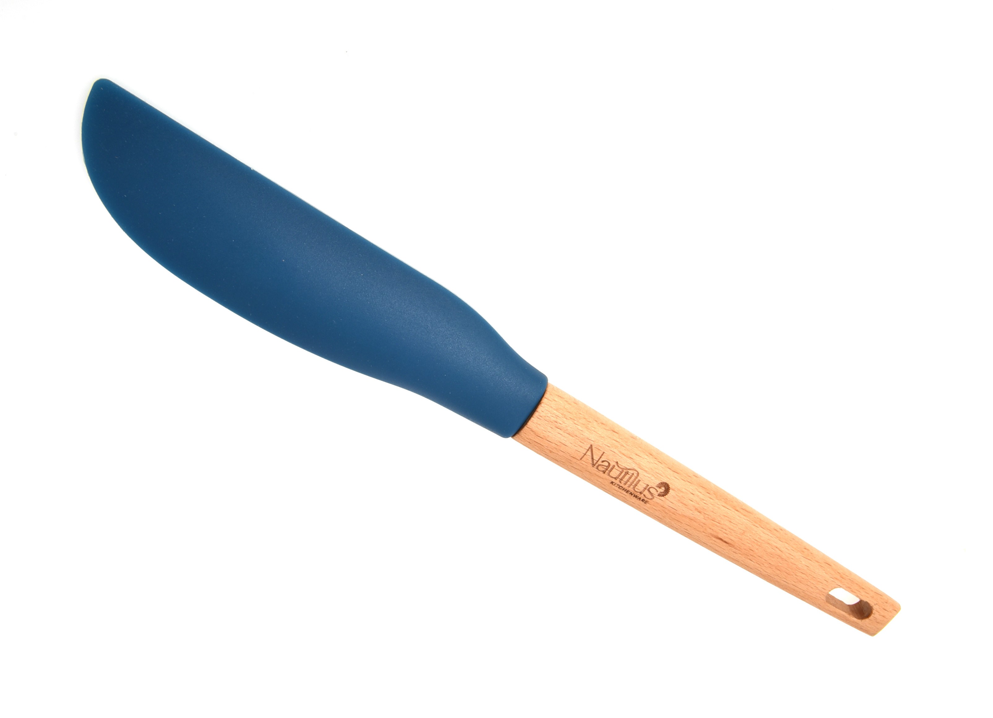 Beech Wood Handle Silicone Spatula Blue/Brown Color 30X3.9X1.8 Cm