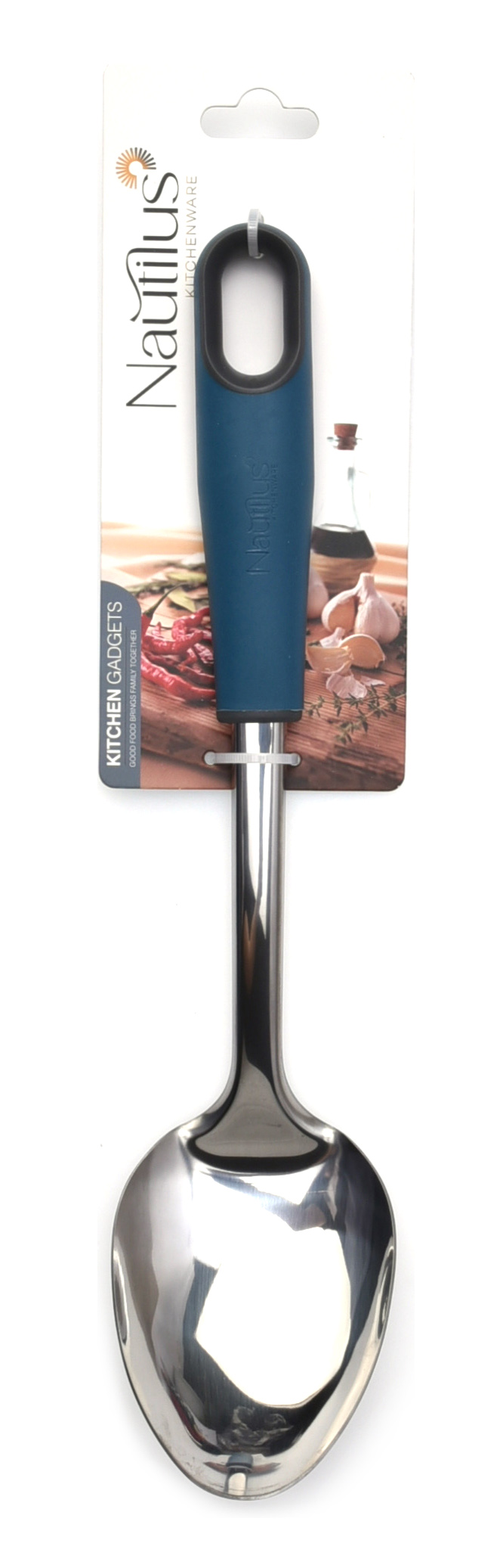 Soft Touch Handle SS Serving Spoon Blue/Grey Color 30X7.2X5 Cm