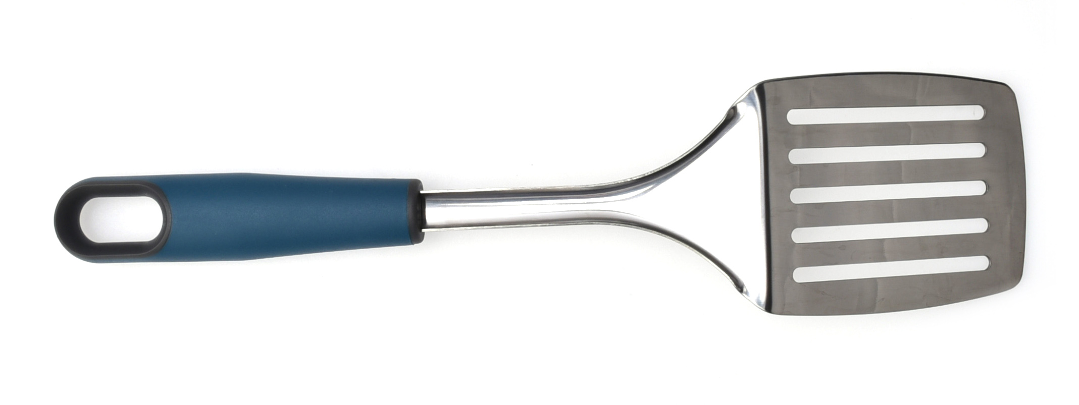 Soft Touch Handle SS Slotted Turner Blue/Grey Color 33X7.8X2.5 Cm