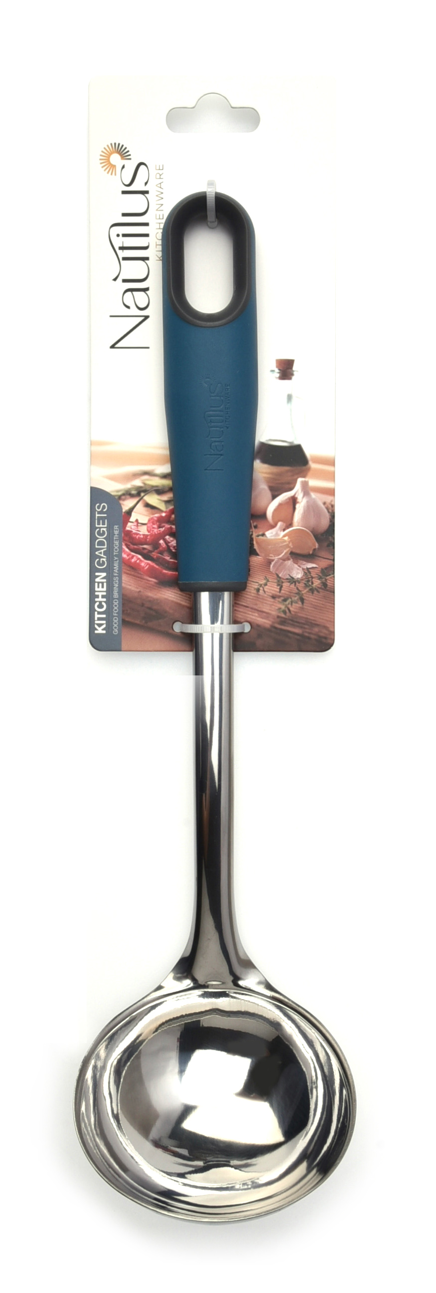 Soft Touch Handle SS Ladle Blue/Grey Color 29X8.7X6.8 Cm