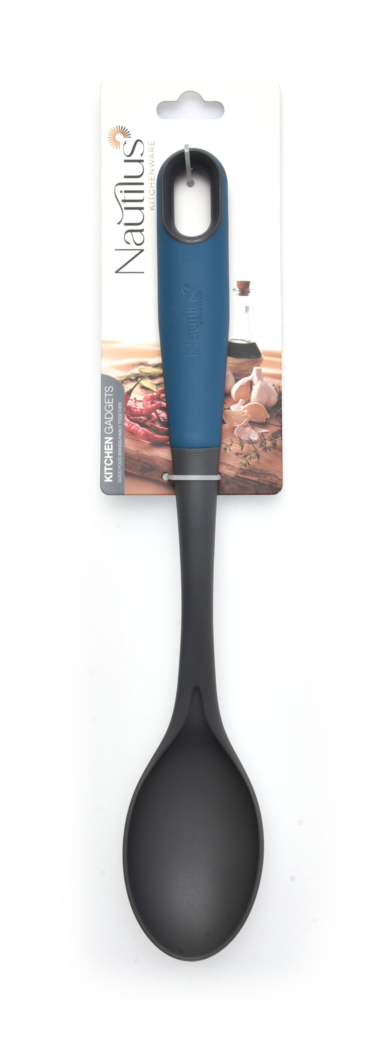 Soft Touch Handle Nylon Serving Spoon Blue/Grey Color 34.5X6X3.5 Cm