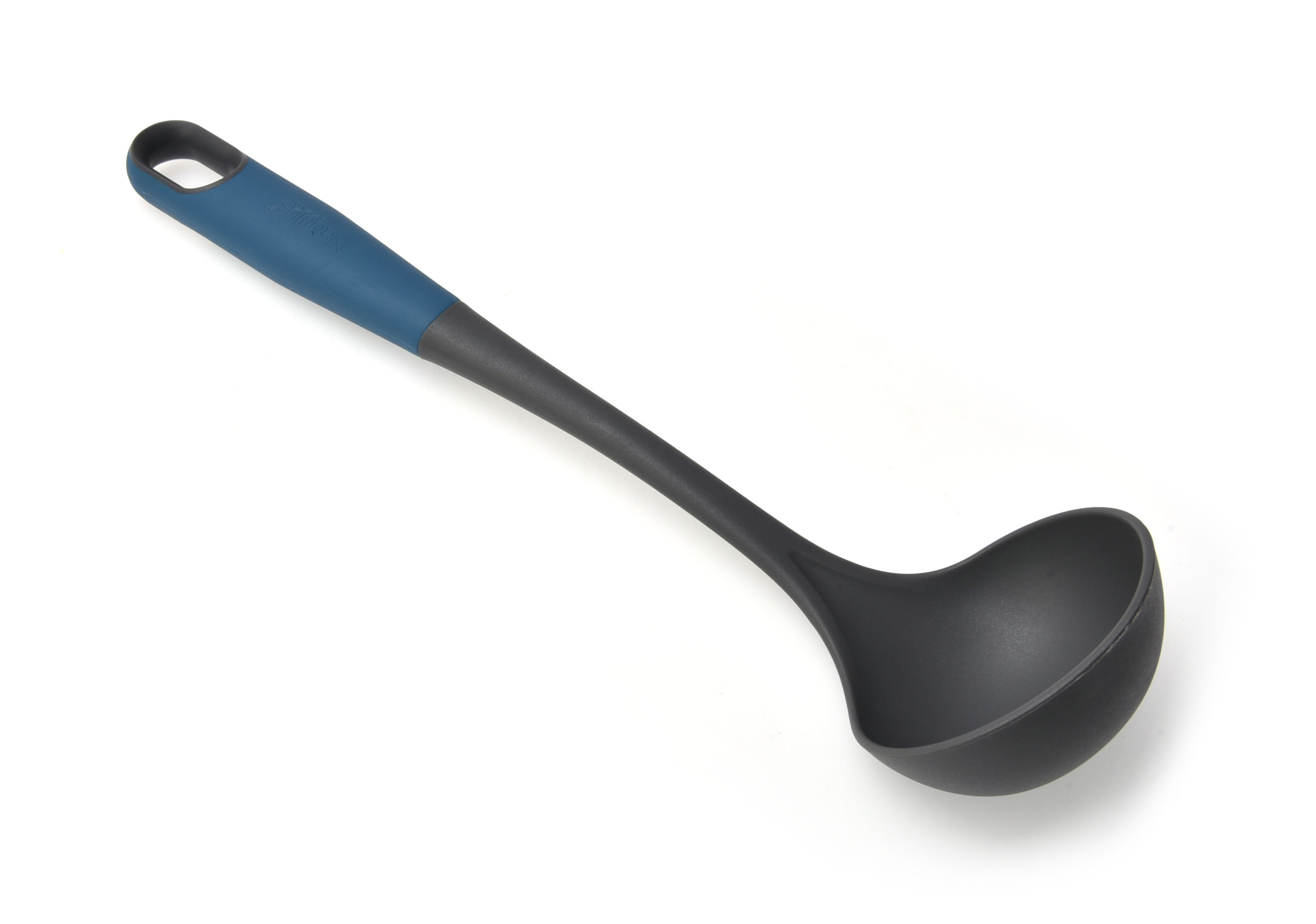 Soft Touch Handle Nylon Ladle Blue/Grey Color 34X9X7 Cm