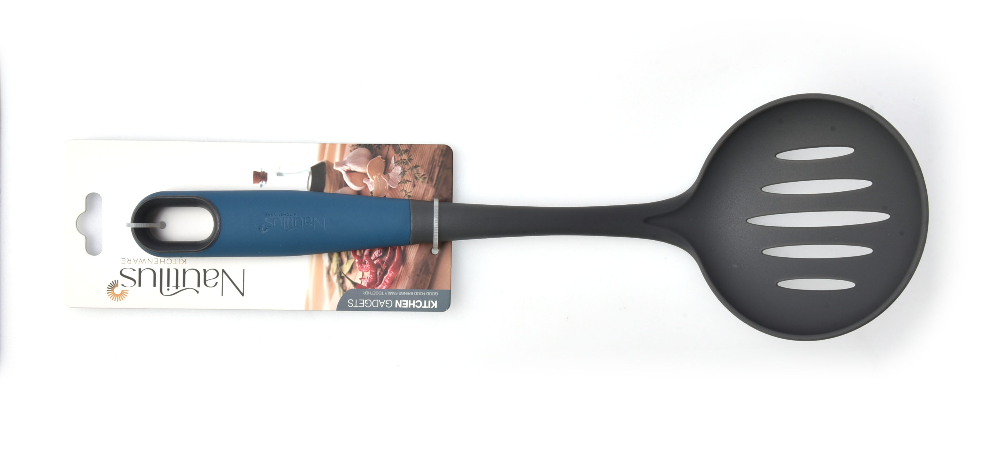 Soft Touch Handle Nylon Skimmer Blue/Grey Color 34.6X10.8X8 Cm