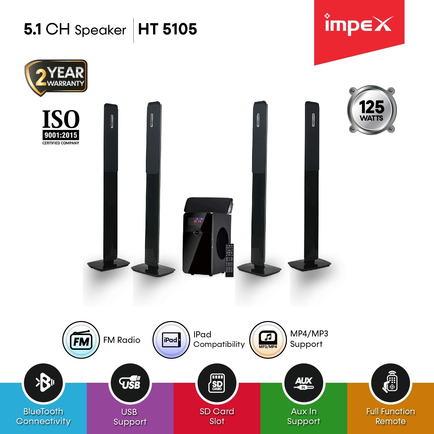 Impex HT 5105 , 5.1 Channel Multimedia Speaker System 