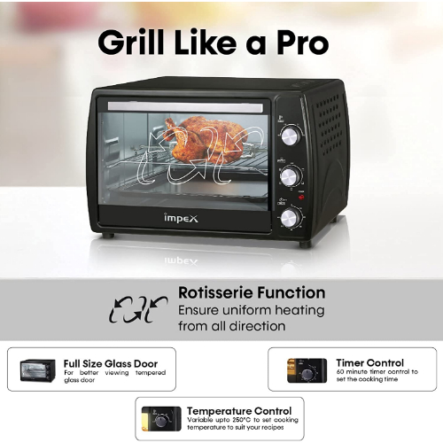 Impex OV 2902 1800W 45 Litre Oven Toaster Grill (OTG) with Convection, Black
