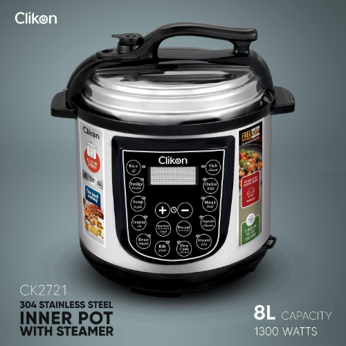 Clikon All in one Intelligent Pressure Cooker with 1300 Watts, 13 built in prese