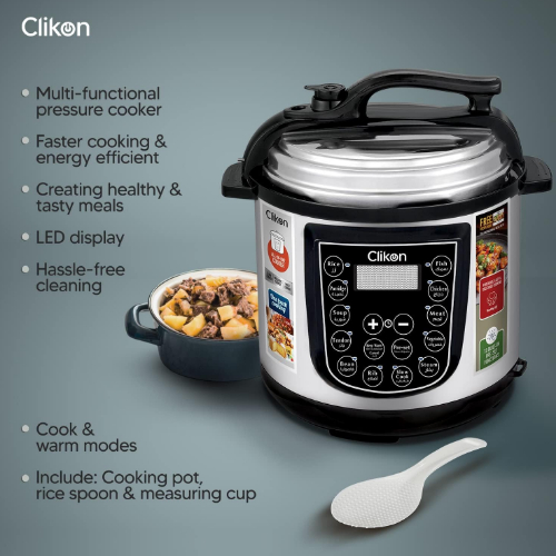 Clikon All in one Intelligent Pressure Cooker with 1300 Watts, 13 built in prese