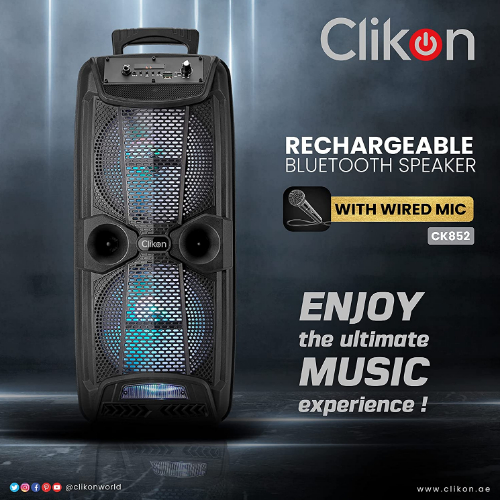 Clikon Portable Rechargeable Bluetooth Speaker with 2x8 Watts Speakers, 3000 mAh