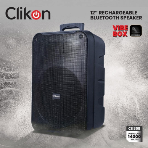 Clikon Portable Rechargeable Bluetooth Speaker with Mic, 12-inch Woofer