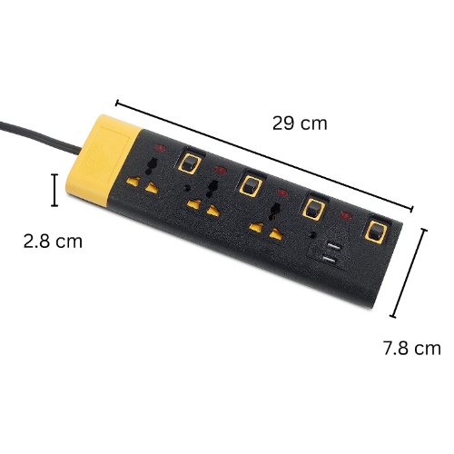 Clikon Power Strip Extension Cord with 3 Outlets, Universal Plug Adapter