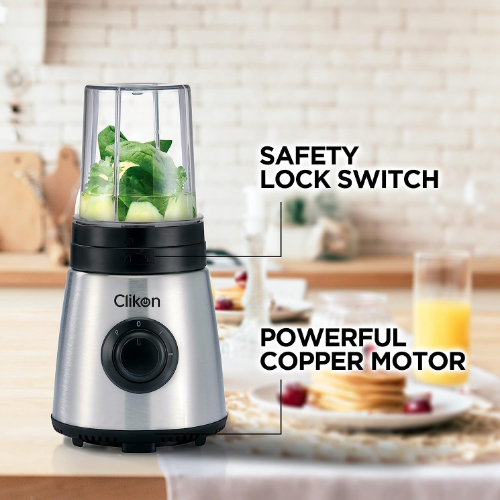 Clikon Smoothie Maker with 600ml and 300ml Bottles, Powerful Copper Motor
