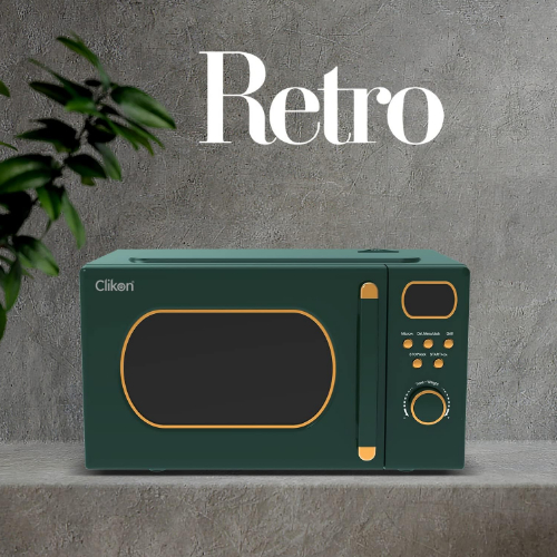 Clikon 22 Liter Retro Microwave Oven with Grill Function, Digital Control