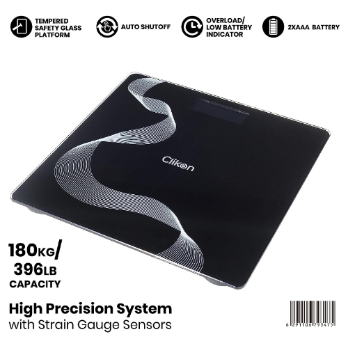 Clikon - Tempered Glass Digital Bathroom Scale, Automatic On/Off Zero Operation