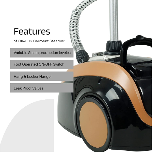 Clikon - Garment Steamer with 4 Steam Levels, Heat Insulated PVC Free Silicone