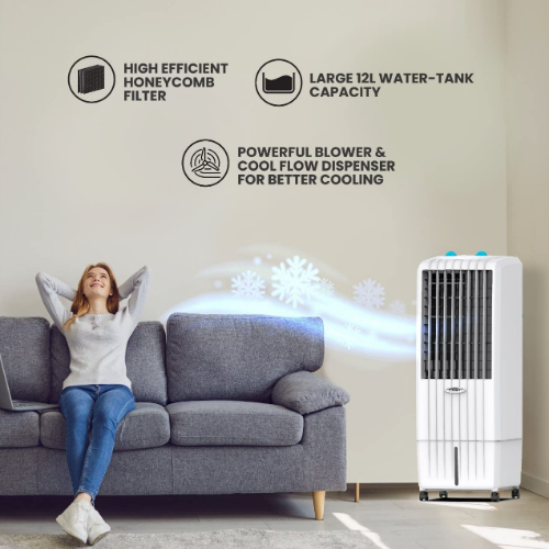 Clikon 12 Litre Air Cooler with Honeycomb Cooling Pads, Water Level Indicator