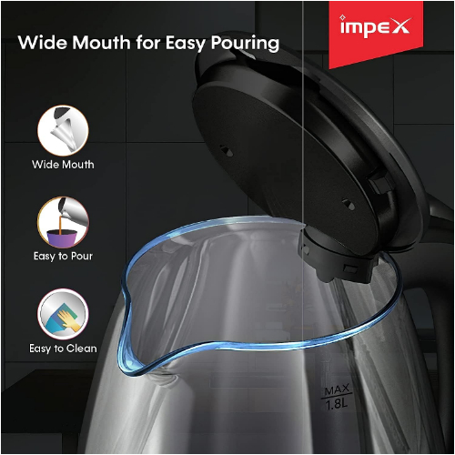 IMPEX STEAMER 1802 , 1.8 LTR ELECTRIC GLASS KETTLE