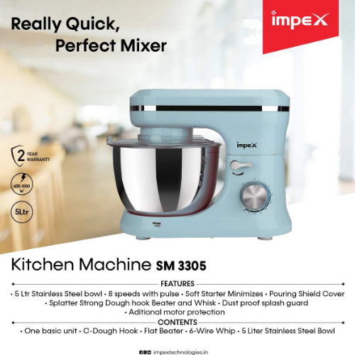 Impex 6-Speed Stand Mixer 400W With Stainless Steel Bowl SM 3305