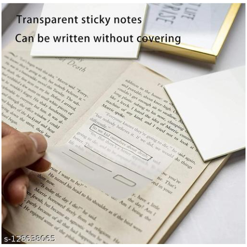 Transparent Sticky Note Pads Waterproof Self-Adhesive Memo Notepad Stationery.