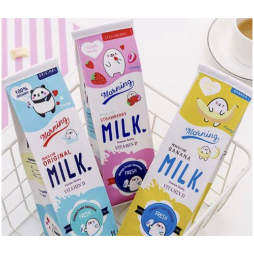 Creative Stationery Milk Carton Shape Pencil Bag.