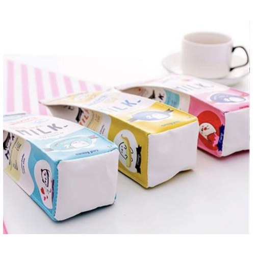 Creative Stationery Milk Carton Shape Pencil Bag.