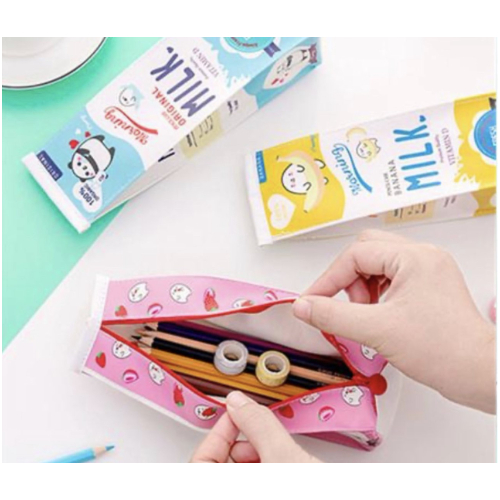 Creative Stationery Milk Carton Shape Pencil Bag.