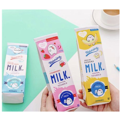 Creative Stationery Milk Carton Shape Pencil Bag.