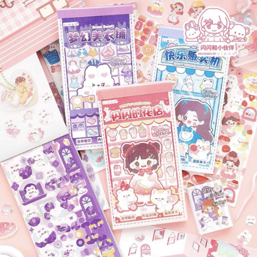 Simno Shanshan Friend Cute Sticker Books Guka Sticker 800+ Stickers - Blue