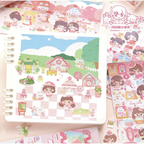 Simno Shanshan Friend Cute Sticker Books Guka Sticker 800+ Stickers - Blue