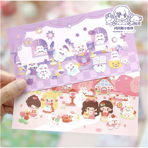 Simno Shanshan Friend Cute Sticker Books Guka Sticker 800+ Stickers - Pink Girl