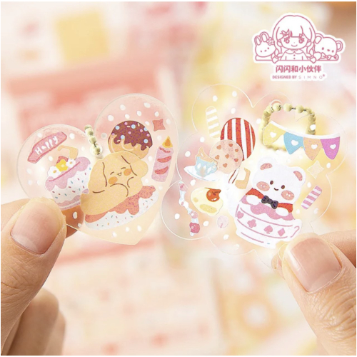 Simno Shanshan Friend Cute Sticker Books Guka Sticker 800+ Stickers - Pink Girl
