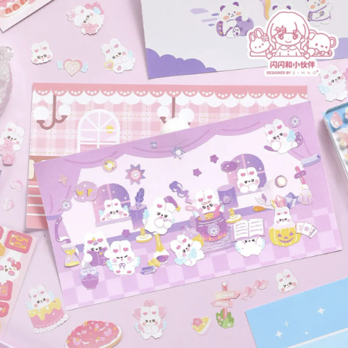 Simno Shanshan Friend Cute Sticker Books Guka Sticker 800+ Stickers - Pink Girl