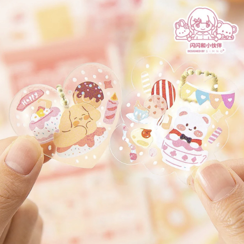 Simno Shanshan Friend Cute Sticker Books Guka Sticker 800+ Stickers - Pink Cat