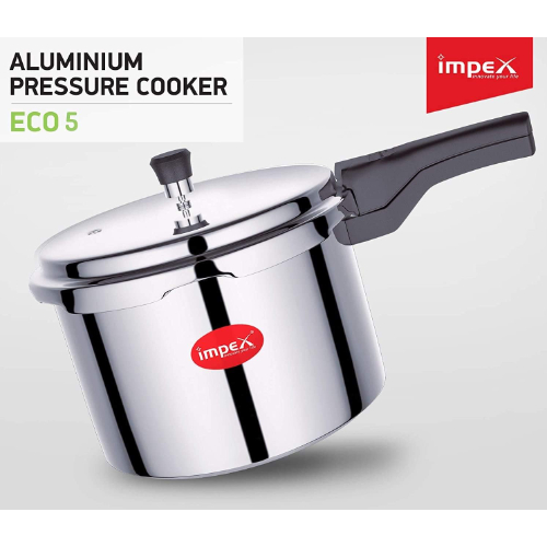 Impex ECO 5 Litre Induction Base Aluminium Pressure Cooker with Outer Lid