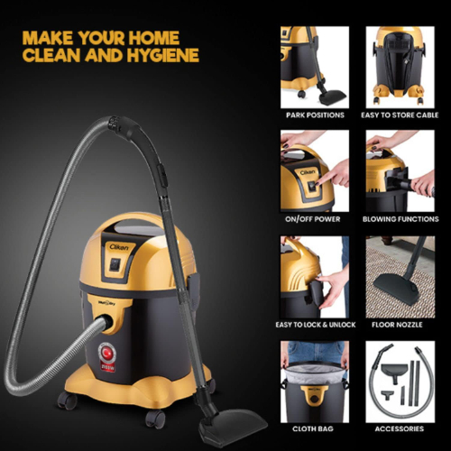 Clikon 2000W Wet And Dry, 5L Cloth Bag, Self Ventilated Vcuum Cleaner
