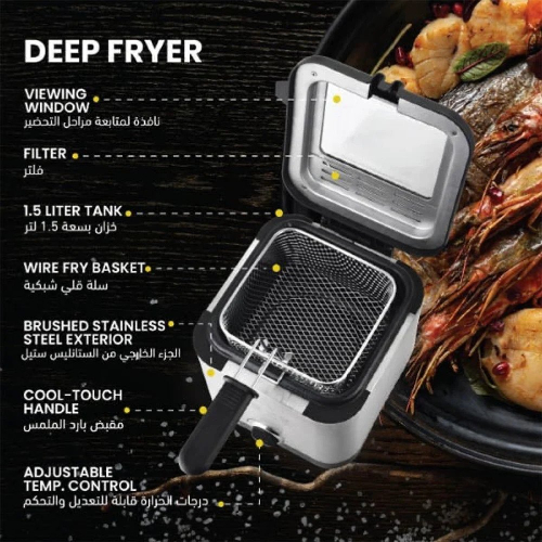 Clikon Air fryer, 1.5L Deep Fryer 1000W, Max Crisp, Air Roast, Bake, Grill