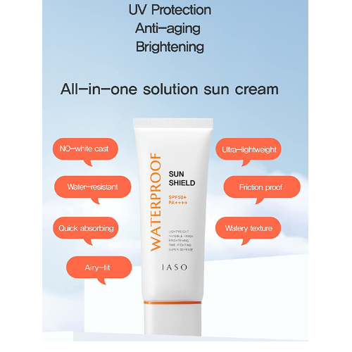 IASO SUN SHIELD WATERPROOF SPF50+/PA++++ 70ml Made in Korea