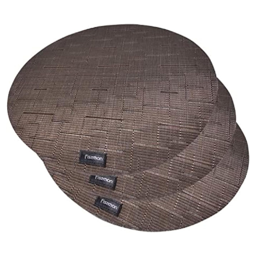 Fissman Set of 4 Round Woven Placemats 36cm (Pvc)