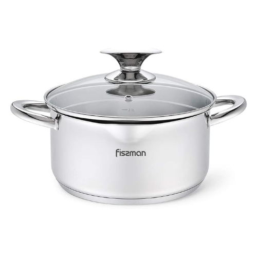 Fissman Casserole 20x10cm/3.1LTR With Glass Lid Elegance (Stainless Steel)