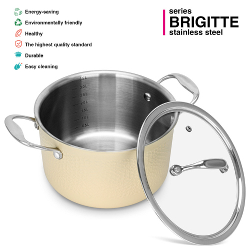 Fissman Casserole 20x12cm/3.7LTR With Glass Lid Brigitte