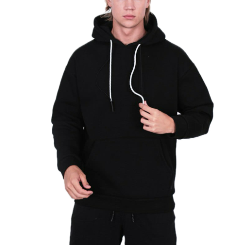 IAM Hoodies oversized , ribbed cuffs and hem , cotton blend, Black