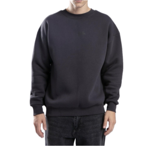 Iam Plain sweatshirt , solid color , turtleneck long sleeves, ribbed cuffs, Dark